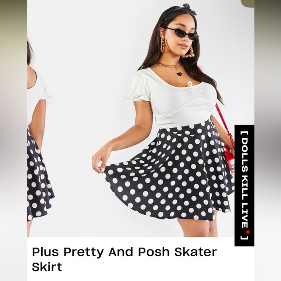Dolls Kill Plus Pretty And Posh Skater Skirt 1X - Picture 6 of 7
